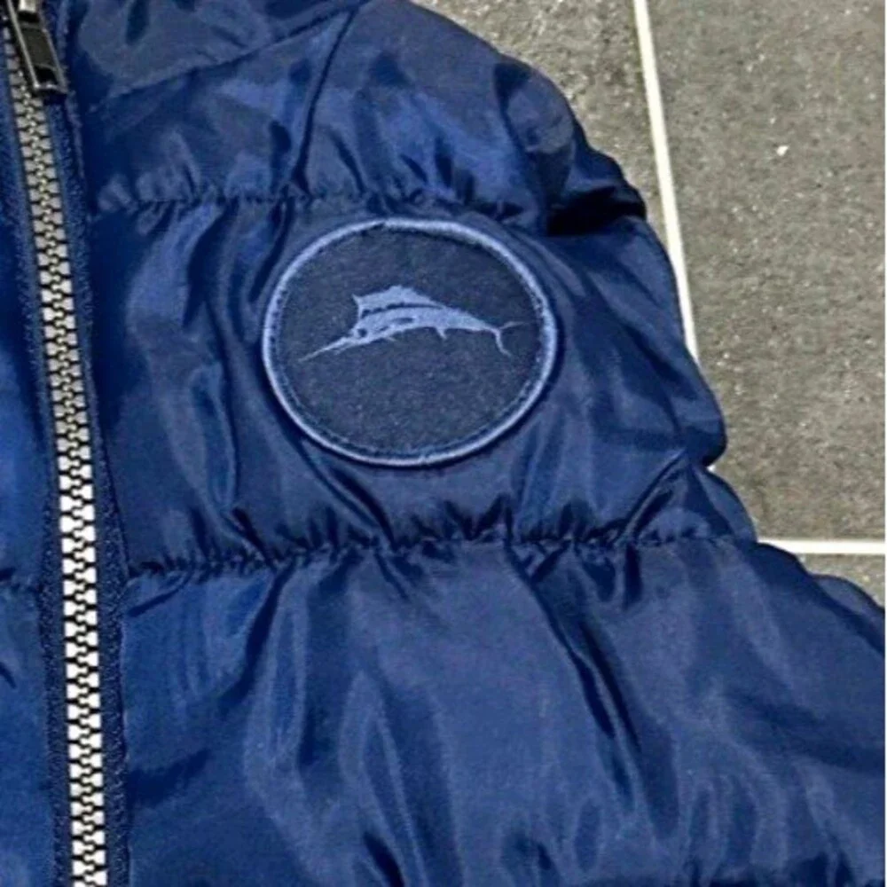 Tommy Bahama Blue Full Zip Puffer Vest 12M Unisex Kids Nylon Logo